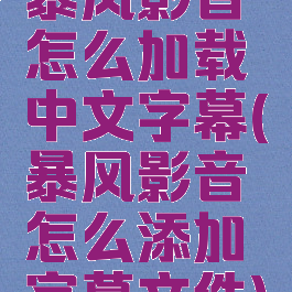 暴风影音怎么加载中文字幕(暴风影音怎么添加字幕文件)