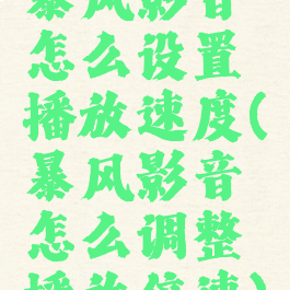 暴风影音怎么设置播放速度(暴风影音怎么调整播放倍速)