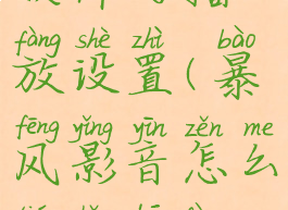 暴风影音软件的播放设置(暴风影音怎么调整播放顺序)