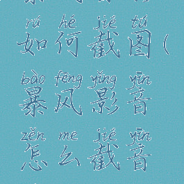 暴风音影如何截图(暴风影音怎么截音频)