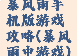 暴风雨手机版游戏攻略(暴风雨中游戏)