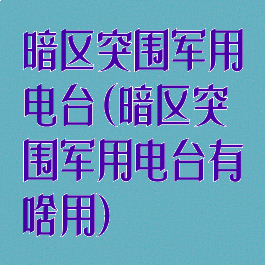 暗区突围军用电台(暗区突围军用电台有啥用)