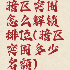 暗区突围怎么解锁排位(暗区突围多少名额)