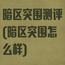 暗区突围测评(暗区突围怎么样)