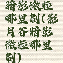 暗影微粒哪里刷(影月谷暗影微粒哪里刷)