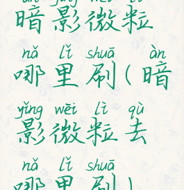 暗影微粒哪里刷(暗影微粒去哪里刷)