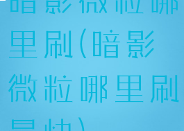 暗影微粒哪里刷(暗影微粒哪里刷最快)