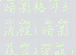 暗影格斗3流程(暗影格斗3攻略)