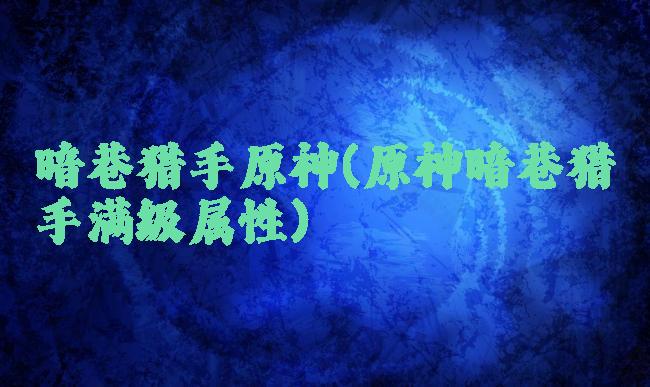 暗巷猎手原神(原神暗巷猎手满级属性)