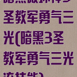 暗黑破坏神3圣教军勇气三光(暗黑3圣教军勇气三光流技能)