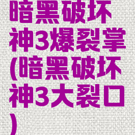 暗黑破坏神3爆裂掌(暗黑破坏神3大裂口)
