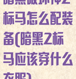 暗黑破坏神2标马怎么配装备(暗黑2标马应该穿什么衣服)