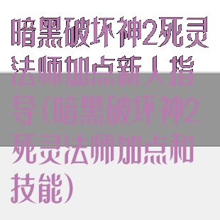 暗黑破坏神2死灵法师加点新人指导(暗黑破坏神2死灵法师加点和技能)