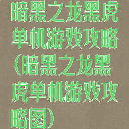 暗黑之龙黑虎单机游戏攻略(暗黑之龙黑虎单机游戏攻略图)