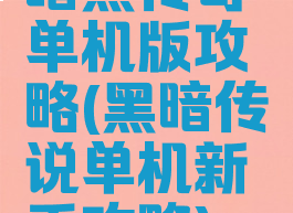 暗黑传奇单机版攻略(黑暗传说单机新手攻略)