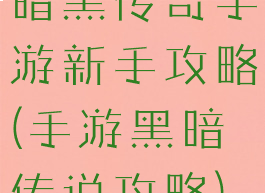 暗黑传奇手游新手攻略(手游黑暗传说攻略)