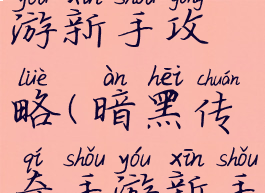 暗黑传奇手游新手攻略(暗黑传奇手游新手攻略技巧)