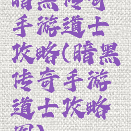 暗黑传奇手游道士攻略(暗黑传奇手游道士攻略图)