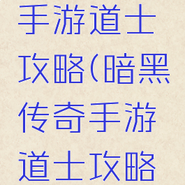 暗黑传奇手游道士攻略(暗黑传奇手游道士攻略大全)