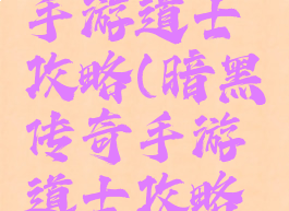 暗黑传奇手游道士攻略(暗黑传奇手游道士攻略视频)