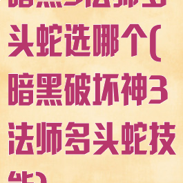 暗黑3法师多头蛇选哪个(暗黑破坏神3法师多头蛇技能)