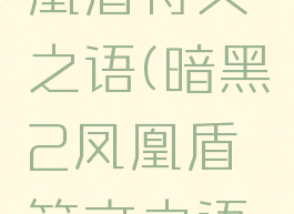 暗黑2凤凰盾符文之语(暗黑2凤凰盾符文之语属性)