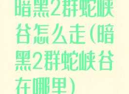 暗黑2群蛇峡谷怎么走(暗黑2群蛇峡谷在哪里)