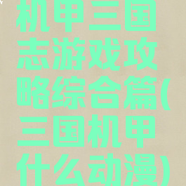 机甲三国志游戏攻略综合篇(三国机甲什么动漫)