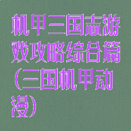 机甲三国志游戏攻略综合篇(三国机甲动漫)