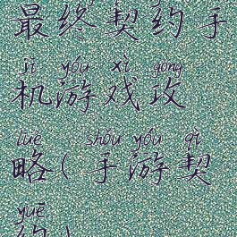 最终契约手机游戏攻略(手游契约)