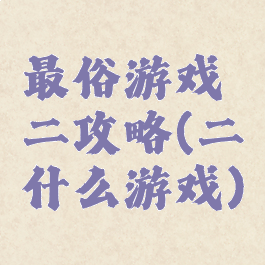 最俗游戏二攻略(二什么游戏)
