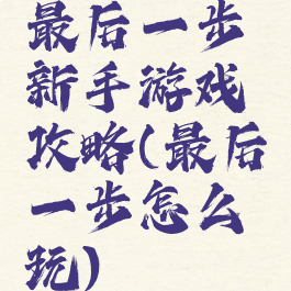 最后一步新手游戏攻略(最后一步怎么玩)
