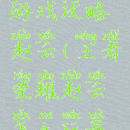 最强王者游戏攻略赵云(王者荣耀赵云怎么玩最强)