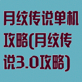 月纹传说单机攻略(月纹传说3.0攻略)