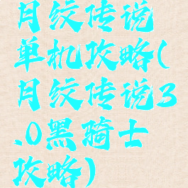 月纹传说单机攻略(月纹传说3.0黑骑士攻略)