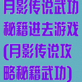 月影传说武功秘籍进去游戏(月影传说攻略秘籍武功)