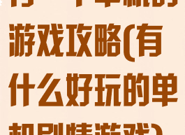 有一个单机的游戏攻略(有什么好玩的单机剧情游戏)