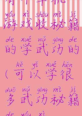 有个单机游戏收秘籍的学武功的(可以学很多武功秘籍的游戏)