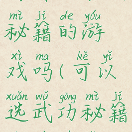 有什么能用秘籍的游戏吗(可以选武功秘籍的游戏有)