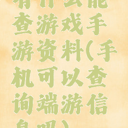 有什么能查游戏手游资料(手机可以查询端游信息吗)