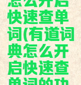 有道词典怎么开启快速查单词(有道词典怎么开启快速查单词的功能)