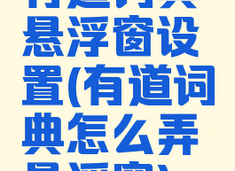 有道词典悬浮窗设置(有道词典怎么弄悬浮窗)