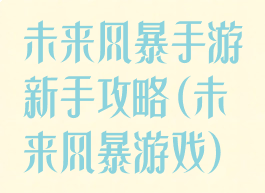 未来风暴手游新手攻略(未来风暴游戏)