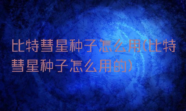 比特彗星种子怎么用(比特彗星种子怎么用的)