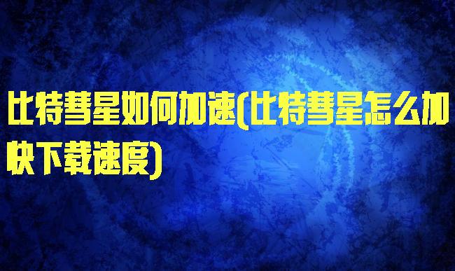比特彗星如何加速(比特彗星怎么加快下载速度)
