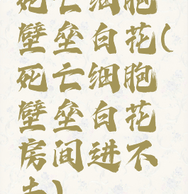 死亡细胞壁垒白花(死亡细胞壁垒白花房间进不去)
