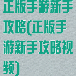 正版手游新手攻略(正版手游新手攻略视频)