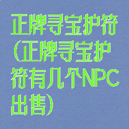 正牌寻宝护符(正牌寻宝护符有几个NPC出售)