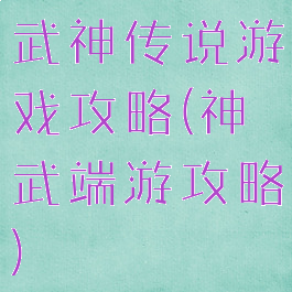 武神传说游戏攻略(神武端游攻略)