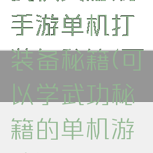武侠类游戏手游单机打装备秘籍(可以学武功秘籍的单机游戏)